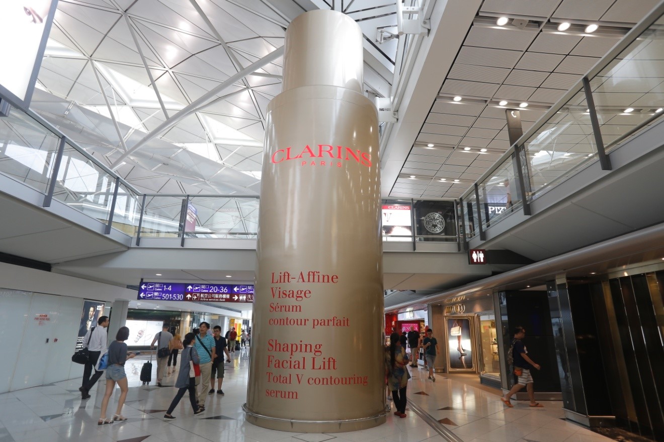 This gigantic Clarins bottle took a year to materialise