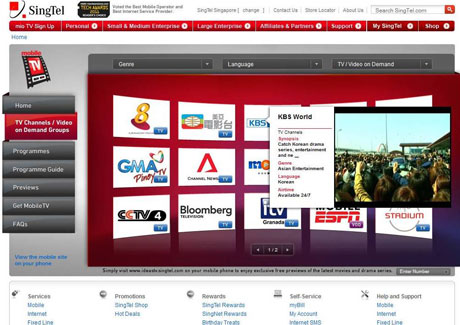 SingTel rolls out revamped MobileTV website