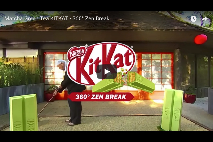 Have a Matcha Green Tea Kit Kat in a zen garden