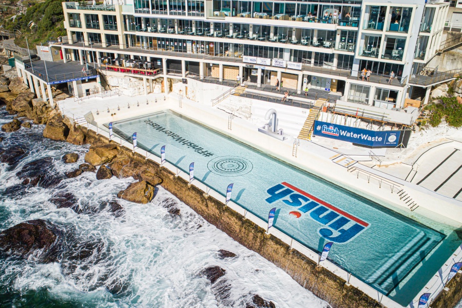 Dishwashing brand transforms Sydney pool into giant kitchen sink