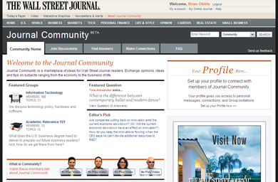 Wall Street Journal site looks to social networking