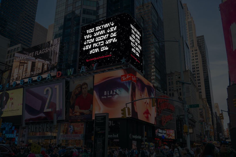 LG and Lucasfilm take over Times Square with a cryptic message