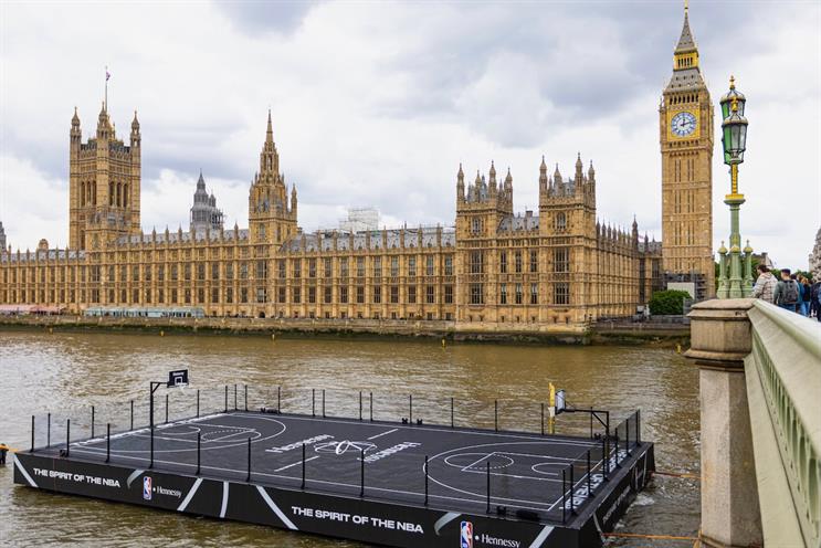 Hennessy and NBA sail through London on floating basketball court