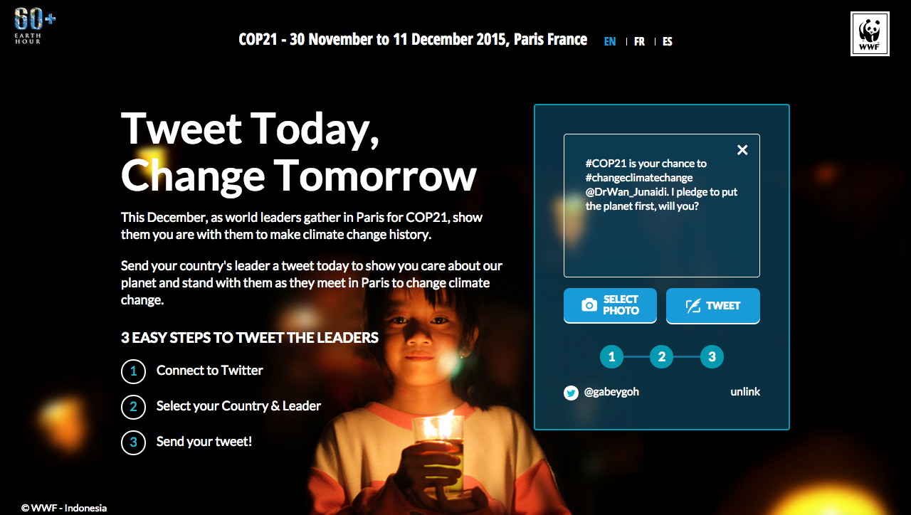 WWF Earth Hour wants you to tweet to change the world