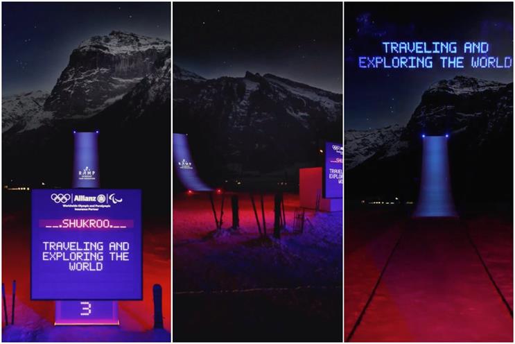 Allianz light installation launches resolutions into the Alpine sky