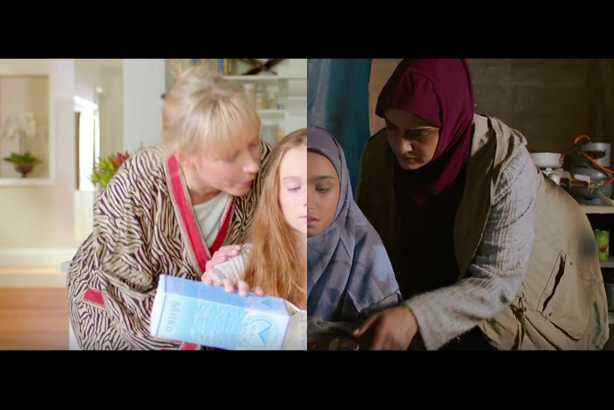Split-screen video emphasises plight of people in Syria