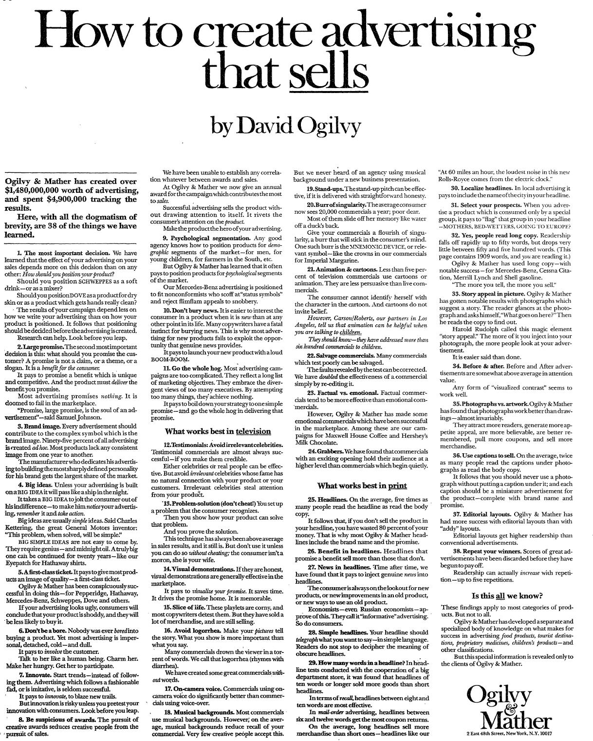 Ogilvy's 21st-century update of founder's advertising wisdom