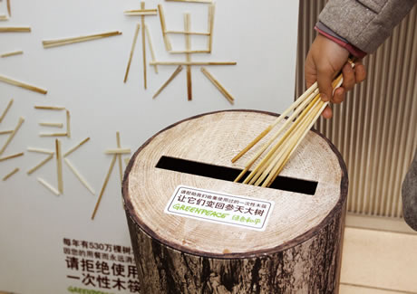 Greenpeace plants 'disposable forest' in Beijing in new campaign