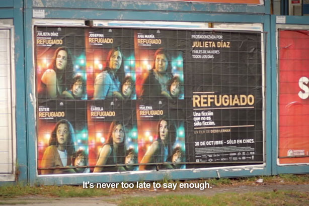 Actress replaced by real women in posters for domestic-violence film