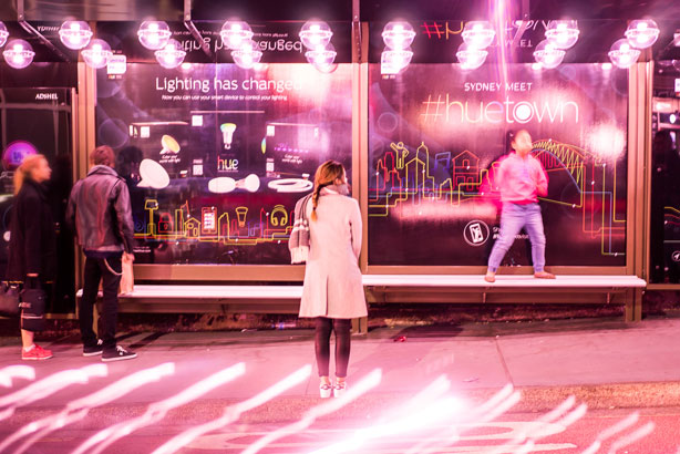 Philips turns bus stop in Sydney's Newtown into 'Huetown'