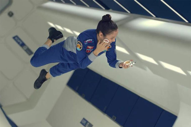 Iope 'proves' you can make your face shiny even while weightless