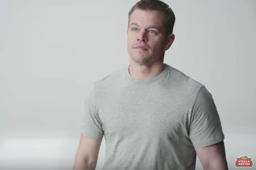 Matt Damon and a tower of chalices deliver clean-water message